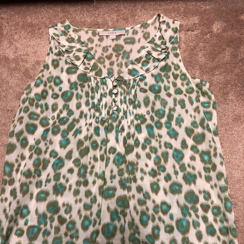 Loft Leopard Ruffled Sleeveless Top